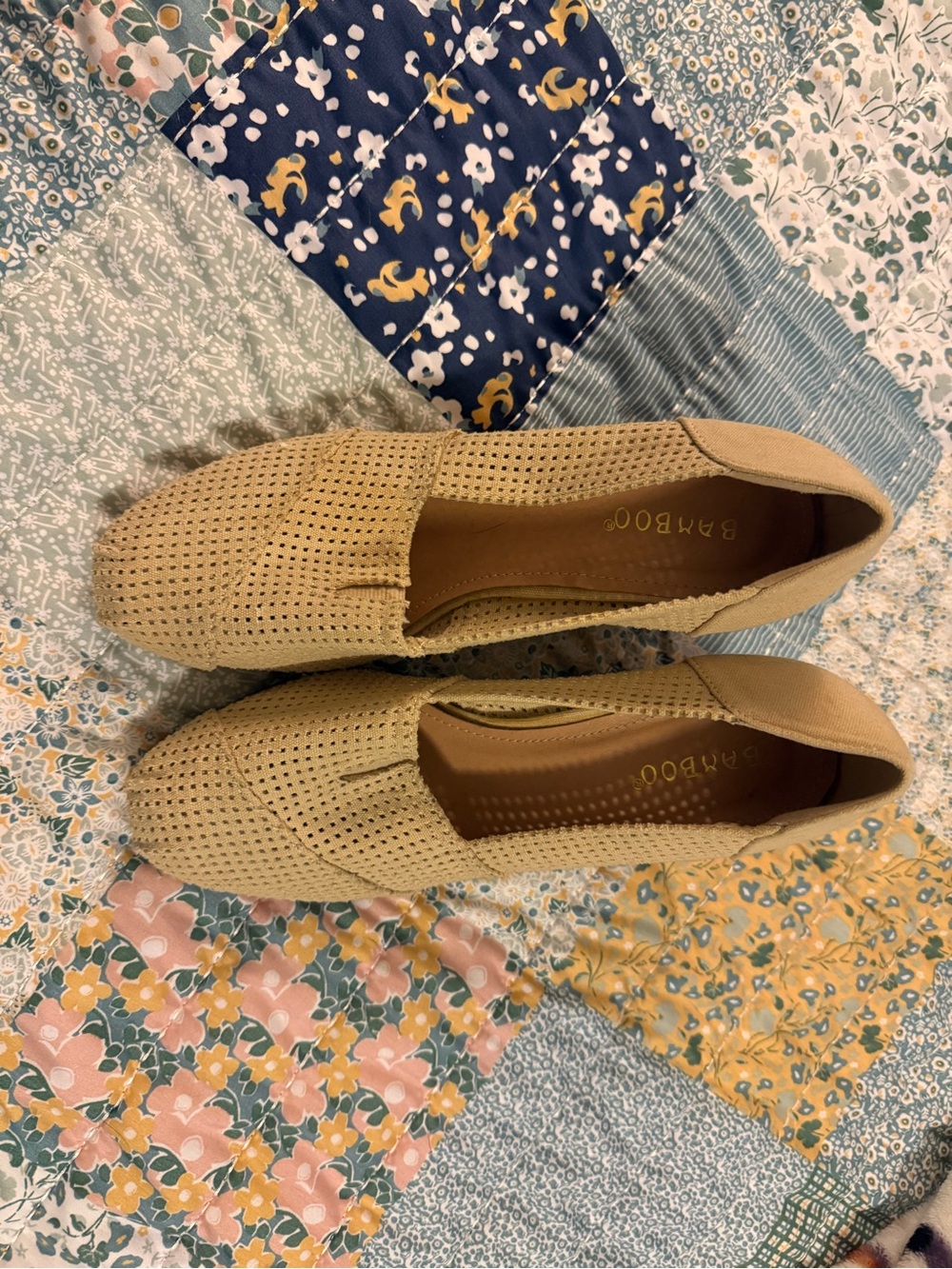BAMBOO Tan Perforated Slip-On Loafers